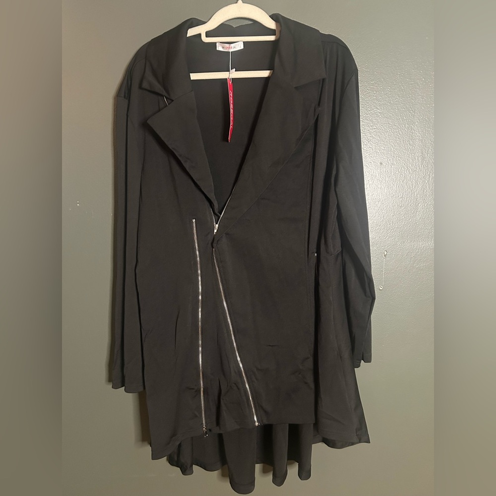 Women’s RoseGal Asymmetrical High-Low Black Lightweight Jacket 5X (24)